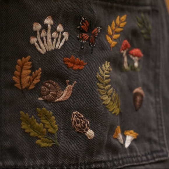 SOLD | Upcycled Hand Embroidered Overalls - Picture 3 of 8